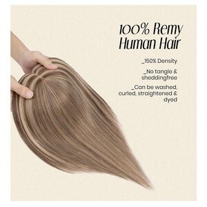 Real Human Hair Topper Silk Base Lace 150% Density 10” Brown & Dark Blonde wig